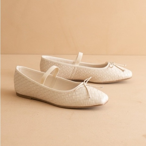 Oasis Society Shoes - Woven Square Toe Mary Jane Ballet Flats - Oasis Society